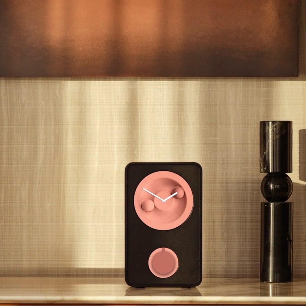Modern Pink and Black Table Clock